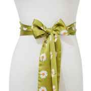 Women's Silk Little Daisy Lace Bow Decoration Silk Belt