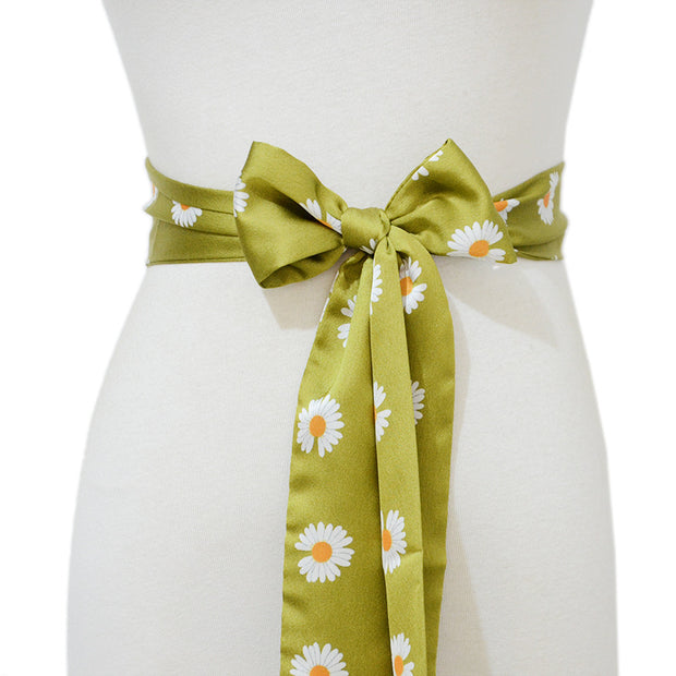 Women's Silk Little Daisy Lace Bow Decoration Silk Belt