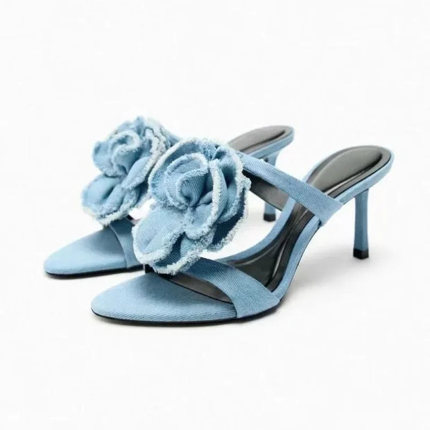 High Heel All-matching High-grade Floral Decorative Sandals