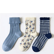 Three Pairs Of Women's Cartoon Food Printed Cotton Socks