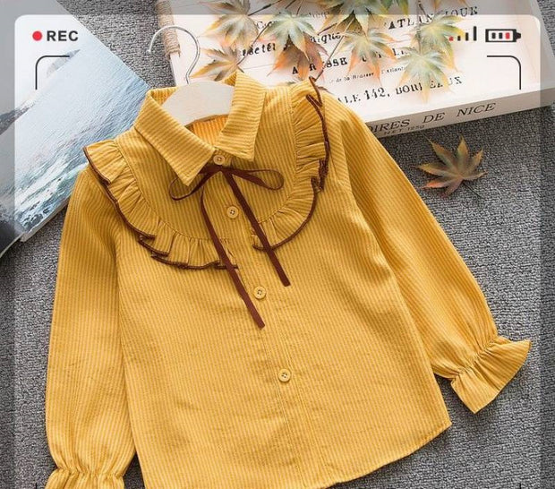 Spring And Autumn Striped Baby Lapel Shirt