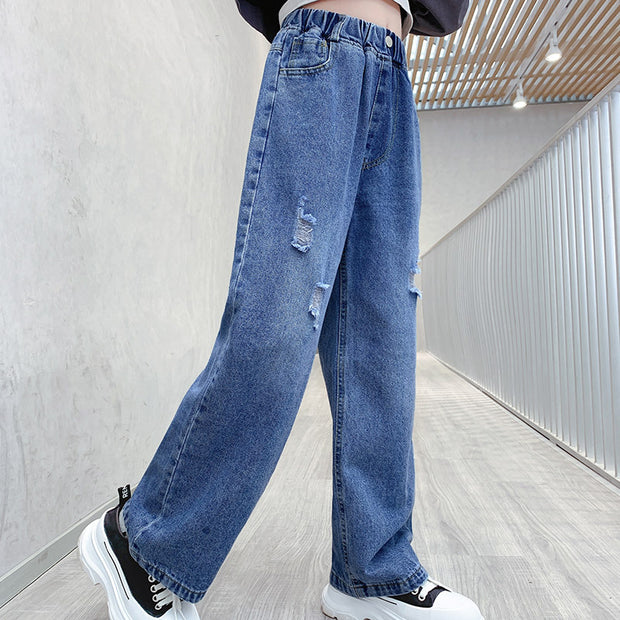 Loose Middle-aged Kids Children's Wide-leg Jeans