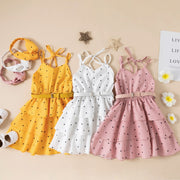 Strap Polka Dot Solid Color Children Dress