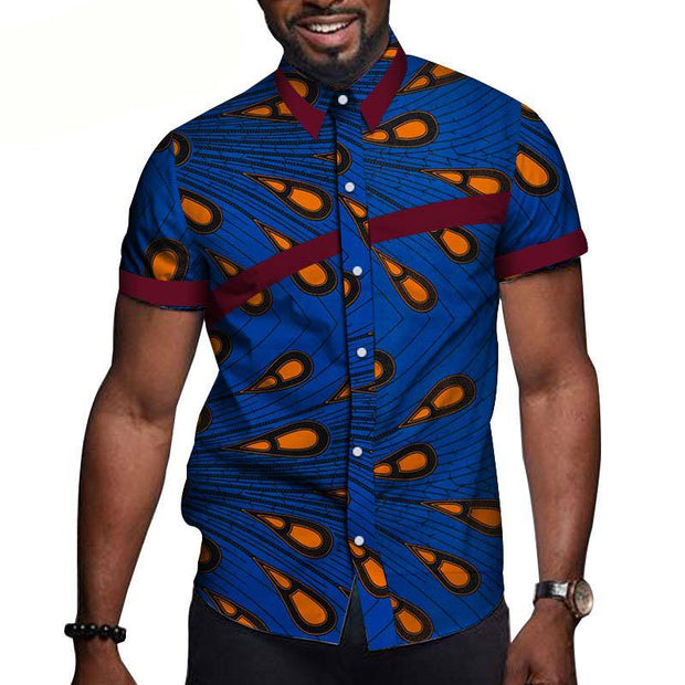 African Men Clothing Printed Short Sleeve Top T Shirt