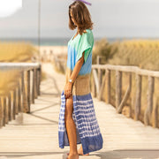 Women's Cotton Tie-dyed Beach Robe Loose Long Dress