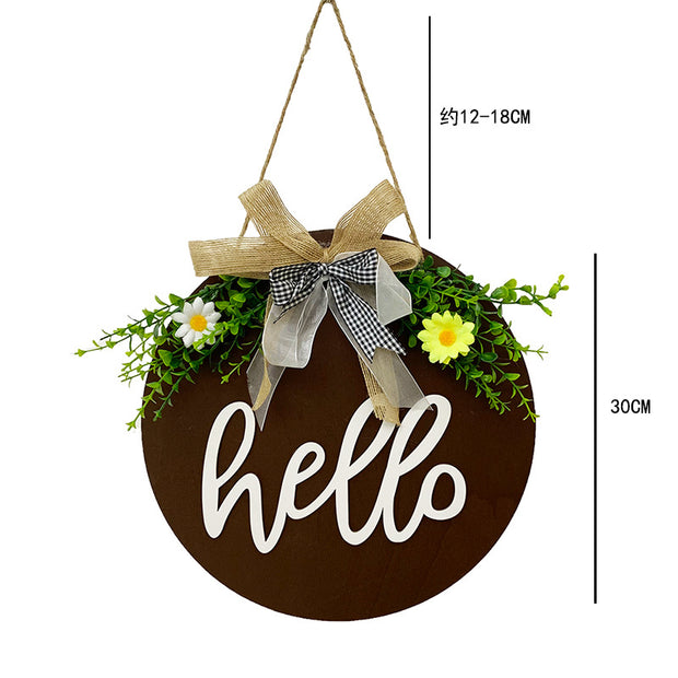 Welcome Wooden Board Door Wall Pendant Garland Door Hanging Wreath Garland