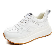 Women's Fashion Cattlehide Leather Casual Sports White Shoes