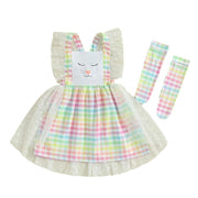 Girl's Colorful Checkered Suspender Dress