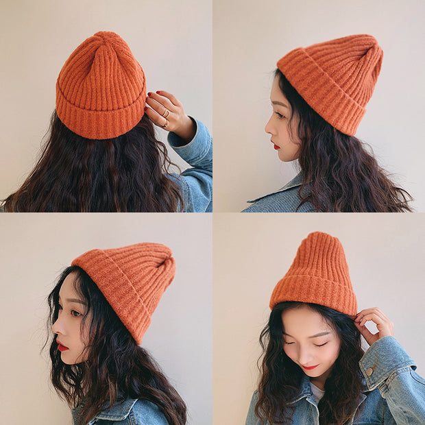 New Style Candy Color Light Board Wool Cap Thickened To Keep Warm