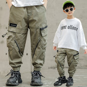 Drawstring Zipper Children's Casual Pants