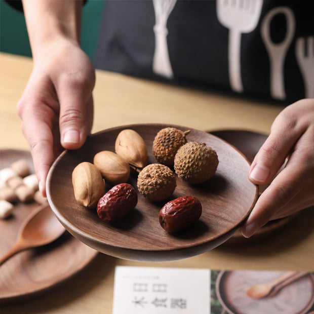 Japanese Wooden Fruit Bowl Round Wooden Plate Idea