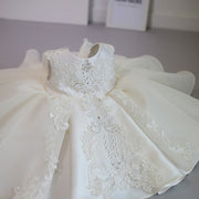 White Flower Girl Wedding Pompadour Dress