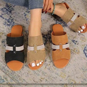 New Fish Mouth Sandals With Belt Buckle Design Summer Beach Shoes For Women Fashion Casual Low Heel Flat Slides Slippers