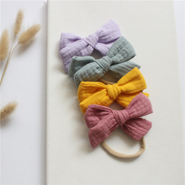 Baby Cotton Gauze Butterfly Tie Headband Set