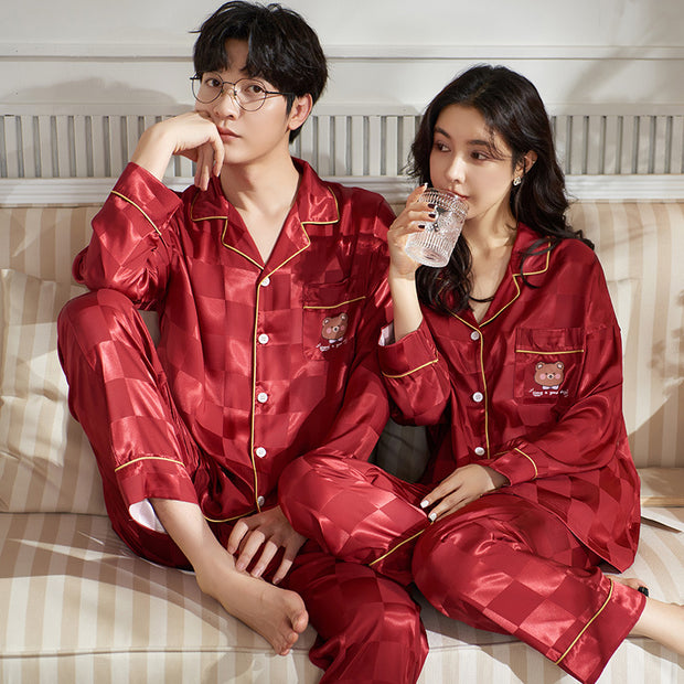 Autumn And Winter Couple Cardigan Newlywed Pajamas