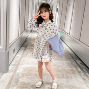 New Children's Clothing Girls Baby Clothes Girls Casual Blazer Solid Color Dot Dress Cloth Set Suit