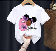 Princess Birthday Digital Printing Girl's T-shirts Children's Short Sleeve