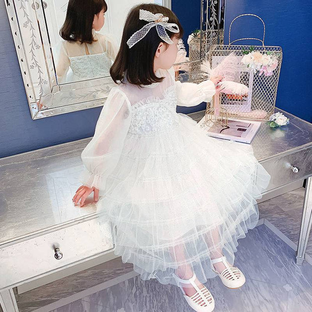 Girls' Spring Dress Children's Korean Style Mesh Yarn