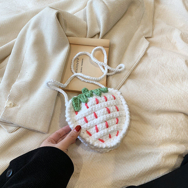 Handmade Knitted Children's Wool Cute Strawberry Crossbody Bag